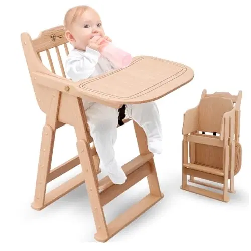 Lifelong Cuppy Premium Wooden High Chair & Baby Eating Food Chair for Kids 0-5 Years, Easy Fold Feeding & Dining Chair, 5-Point Harness for Safe Mealtime (llchc11)