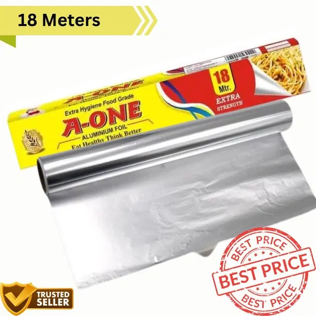 A-One Aluminium Foil, Silver, 18 m