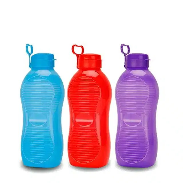 Airtight Plastic Water Bottle with Lid, Multicolor, 2000 ml, Pack of 3