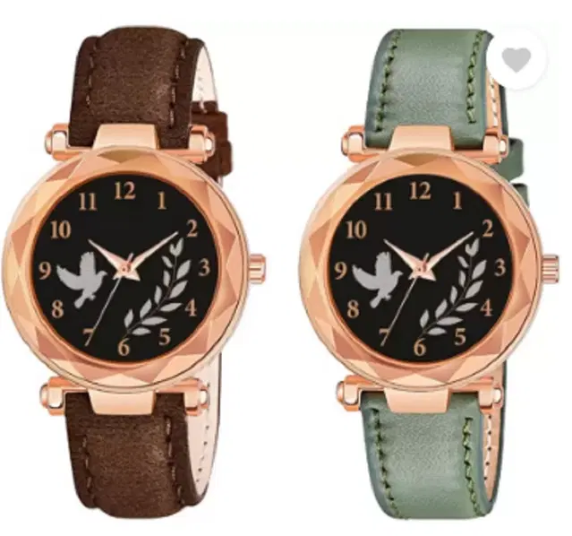 Analog Watch for Women & Girls, Pack of 2 (Multicolor)
