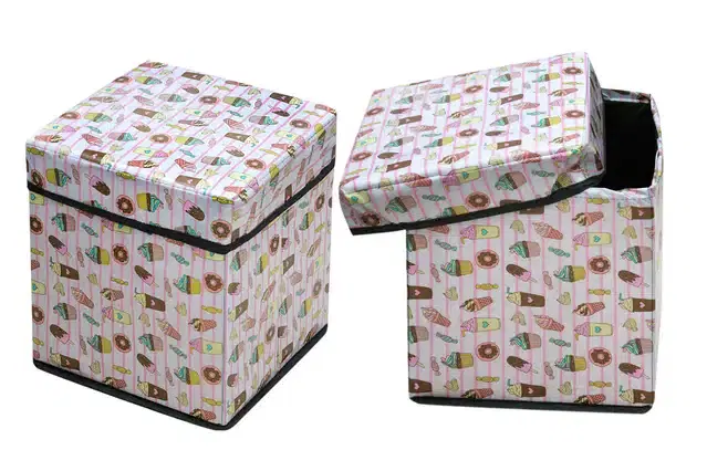 PVC Printed Foldable Kids Stool, Multicolor
