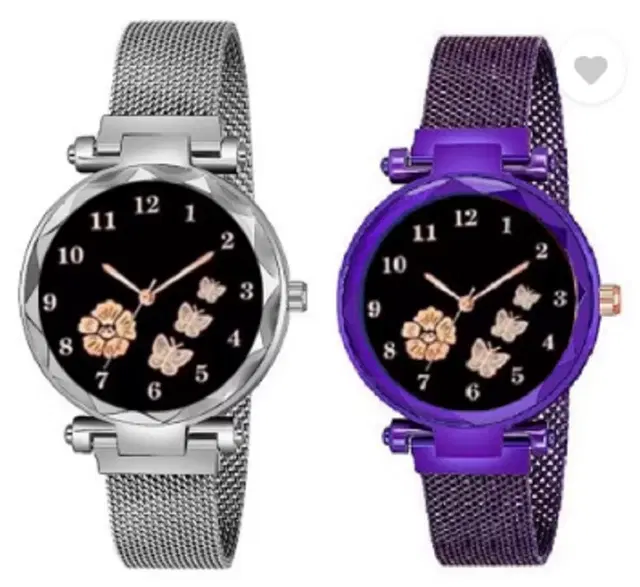 Analog Watch for Women & Girls, Pack of 2 (Multicolor)