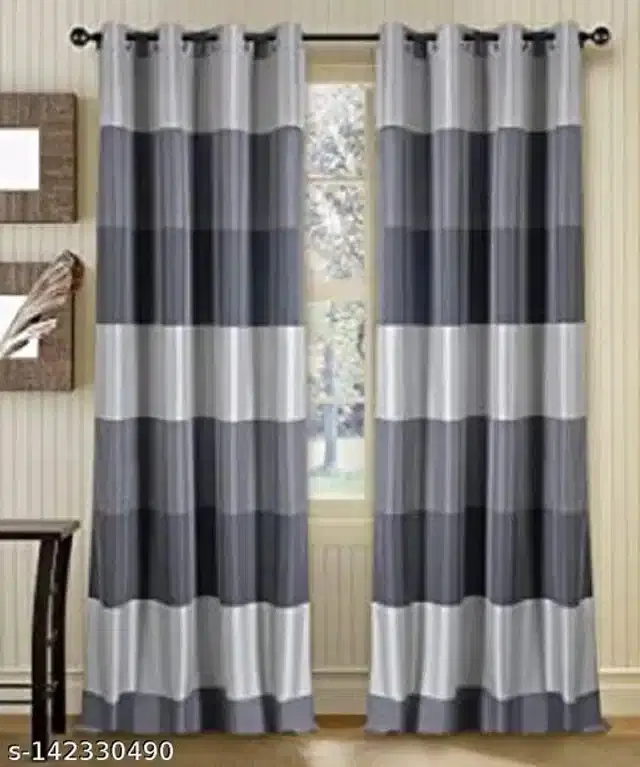 Polyester Window Curtain, Multicolor, 5 Feet, Pack of 2