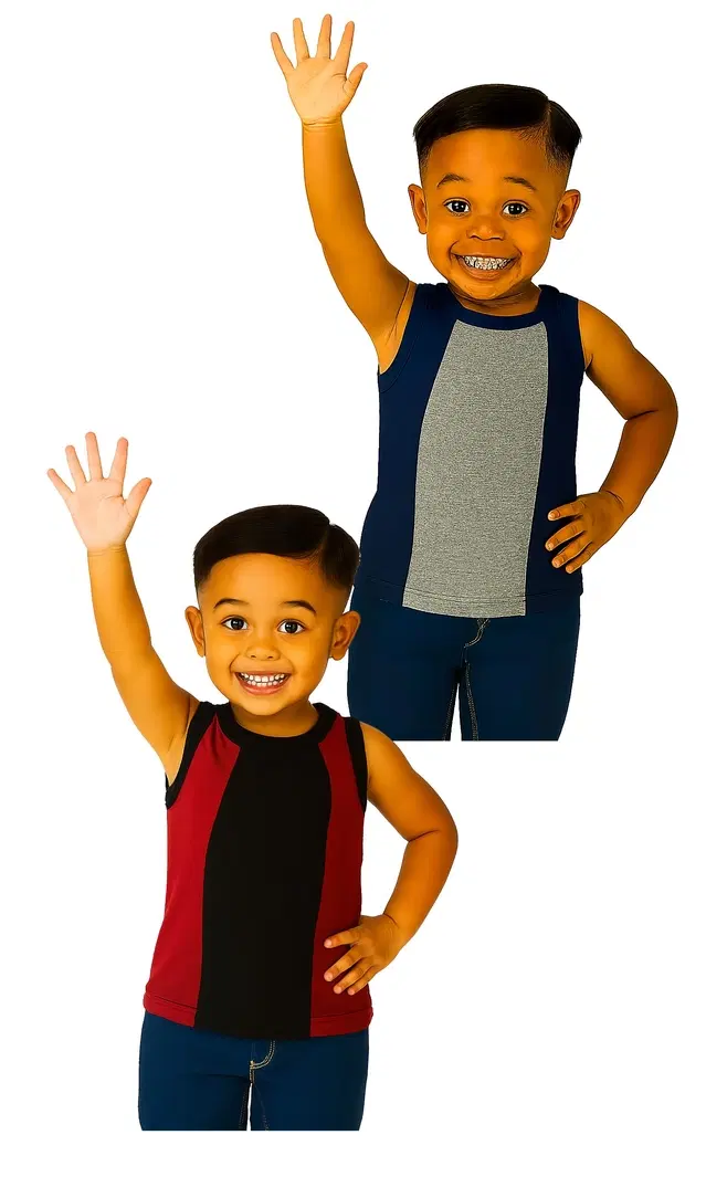 Cotton Solid Innerwear for Boys, Multicolour, Pack of 2 (7-8 Years)