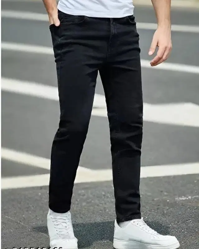 Denim Slim Fit Jeans for Men (Black, 28)