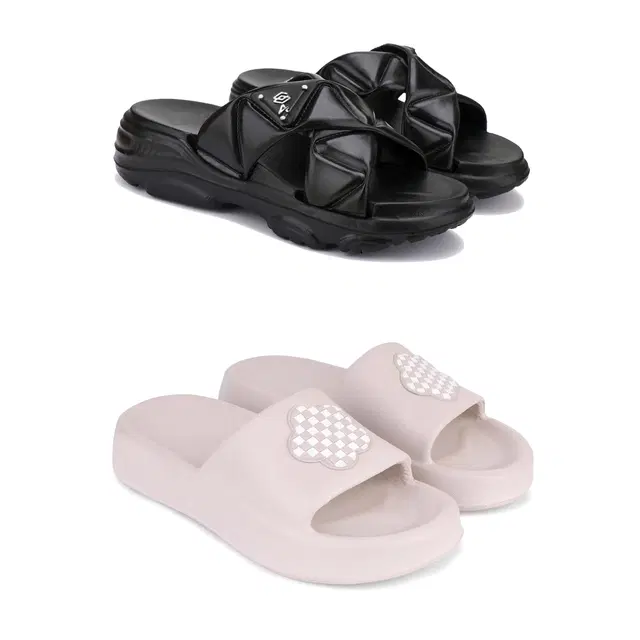 Combo of Sliders for Women, Set of 2 (Multicolor, 5)