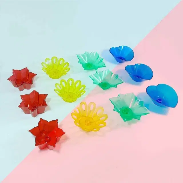 Plastic 3D Shadow Reflection Floating Diwali Diyas, Multicolor, Pack of 24