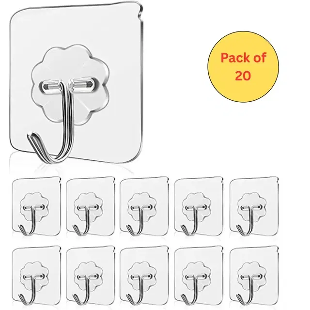 Multi Utility Adhesive Wall Hooks (Pack of 20)