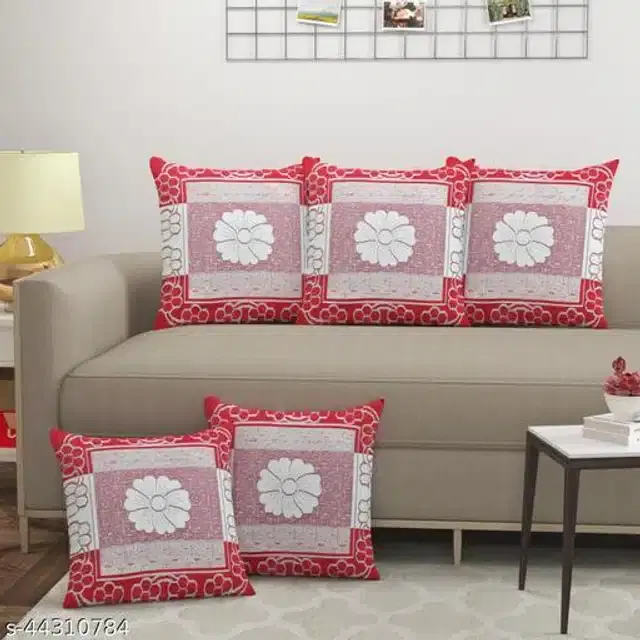 Cotton Cushion Covers, Red, Pack of 5