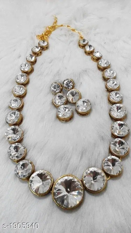 Women'S Alloy Gold Plated Jewellery Set for Women & Girls, White