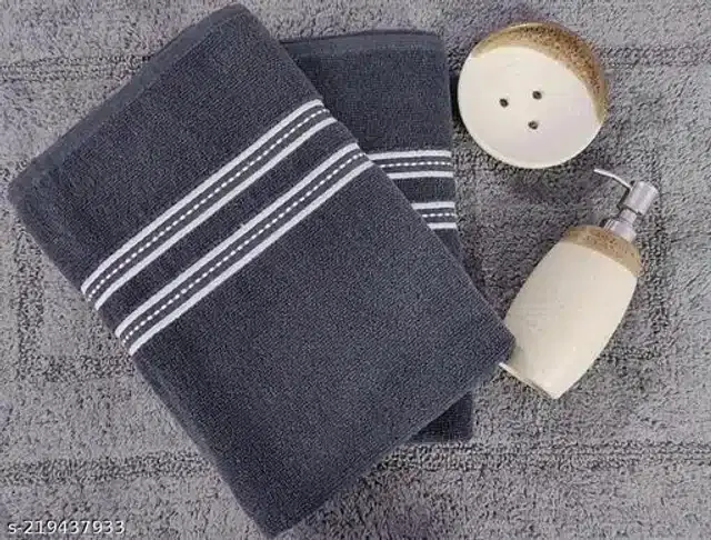 Cotton Bathing Towel, Grey, Pack of 2