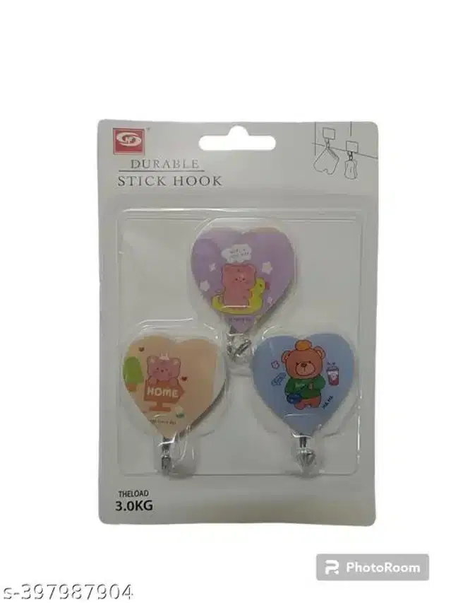 Plastic Wall Hooks, Multicolor, Pack of 6