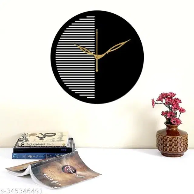 Wooden Wall Clock for Home, Black