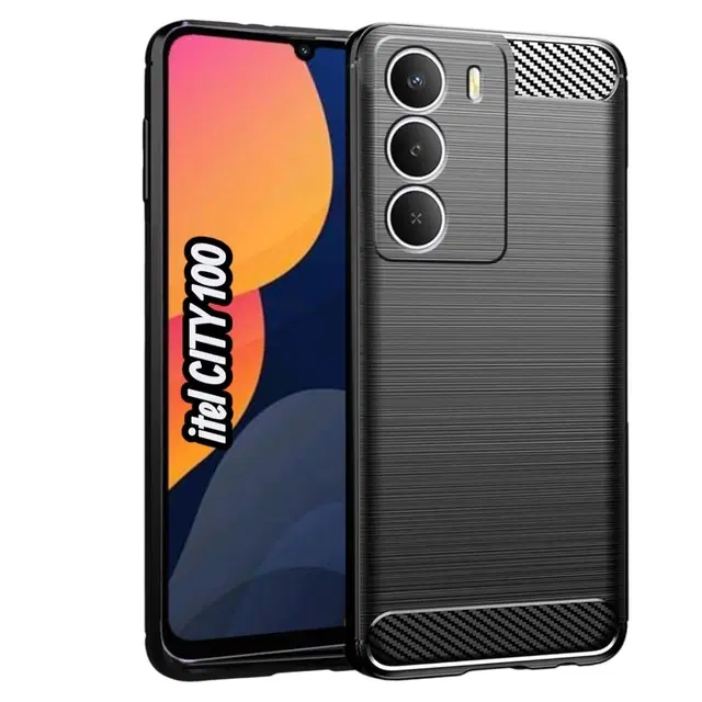 Rubber Mobile Back Cover for itel City 100 (Black)