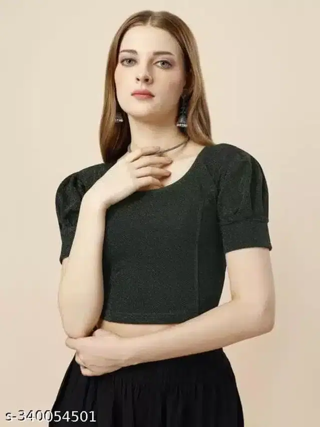 Half Sleeves Blouse for Women (Black, 26)