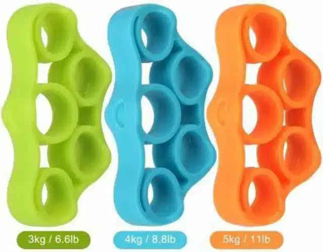 Silicone Finger Exerciser, Multicolor, Pack of 3
