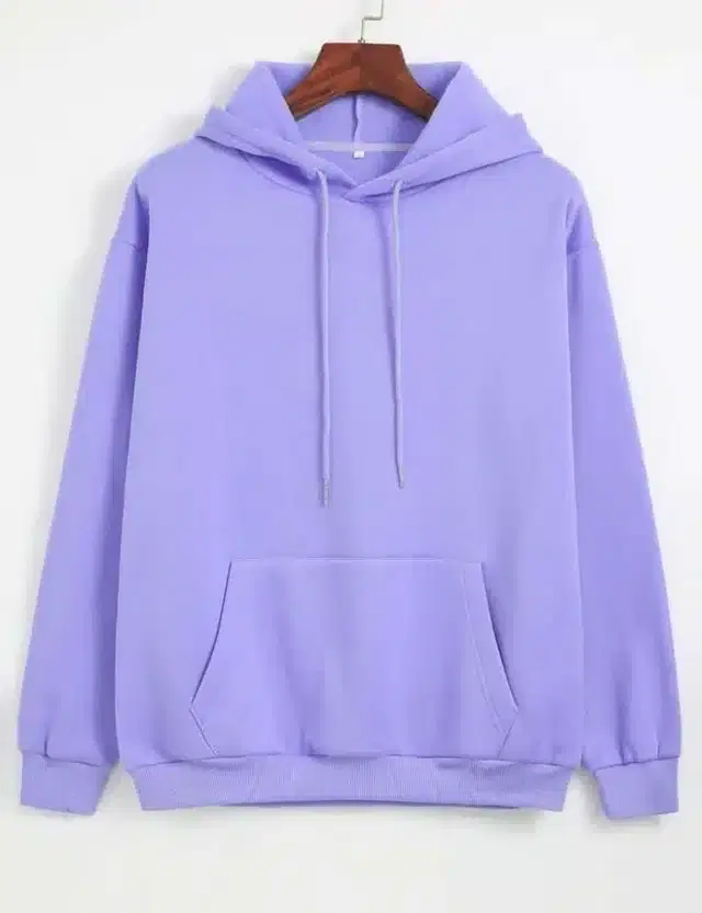 Fleece Solid Hoodie for Women (Lavender, S)