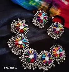 Banjara Style Multi Color Meenakari Silver Oxidised Choker Necklace Set for Women & Girls