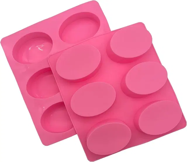 6-Cavity Silicone Soap Mould | Oval-Shaped Multi-Purpose DIY Mould