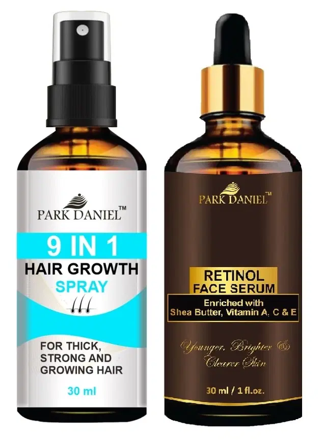Park Daniel 9 in 1 Hair Growth Spray with Retinol Face Serum, 30 ml, Set of 2