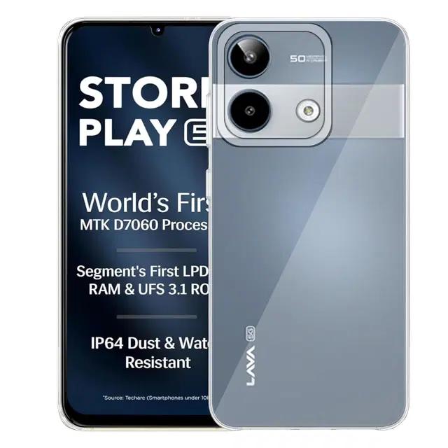 Silicone Mobile Back Cover for LAVA Storm Play 5G (2025) (Transparent)