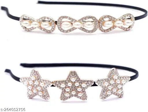 Hair Bands for Women, Pack of 2 (Gold)