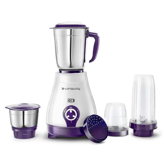 Longway Reo 550 W Mixer Grinder (4 Jars, Purple)
