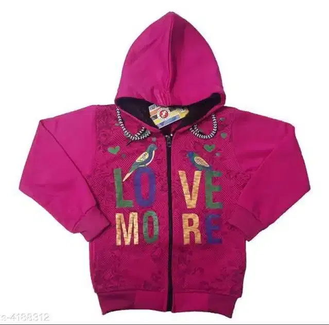 Fleece Printed Full Sleeves Hooded Sweatshirt for Girls (Pink, 4-5 Years)