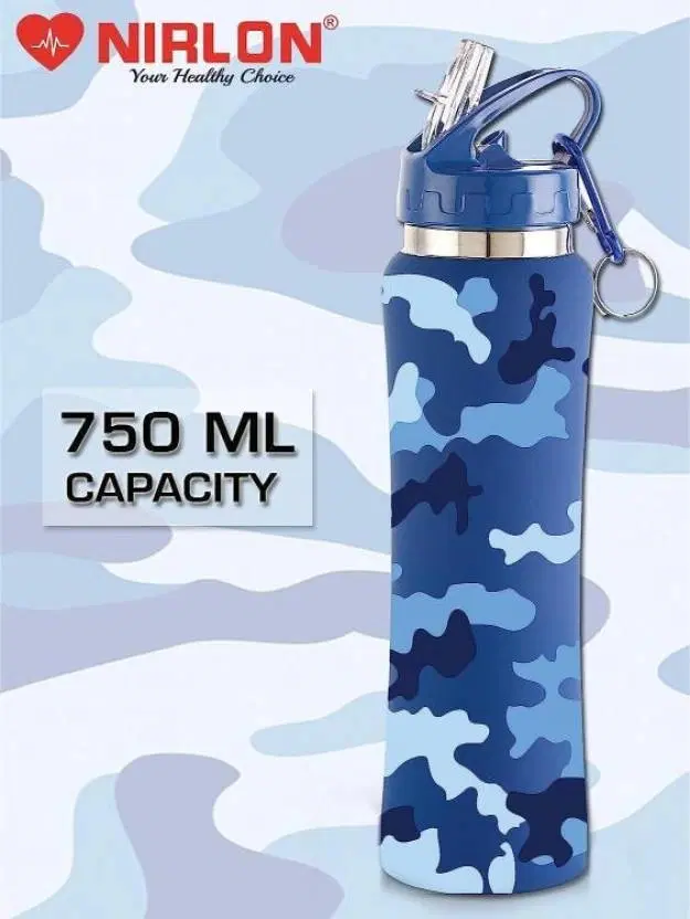 Nirlon Steel Sipper Water Bottle, Blue, 750 ml