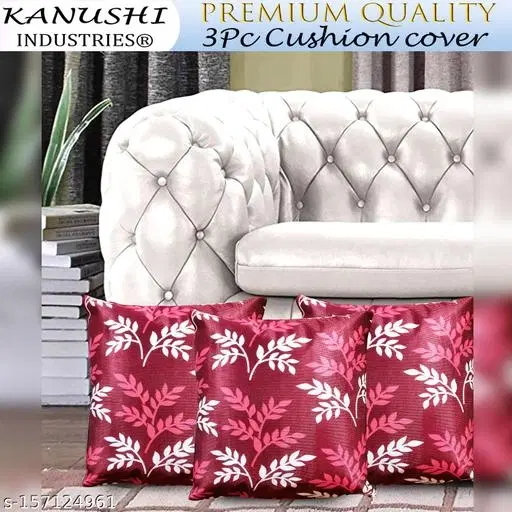 KANUSHI Industries® Decorative Cushion Covers Set Of- 3 (16x16 Inches)(CC-MAROON-SMALL-LEVS-3PC)