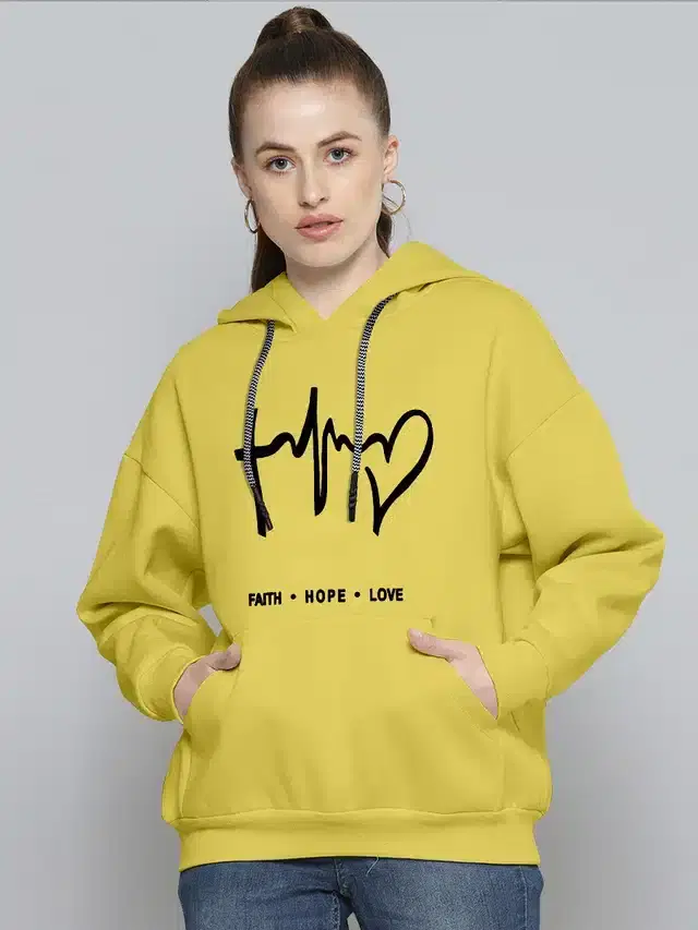 Hooded Sweatshirt for Girls (Yellow, M)