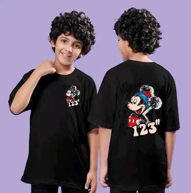 Cotton Blend Printed T-shirt for Boys, Black (8-9 Years)
