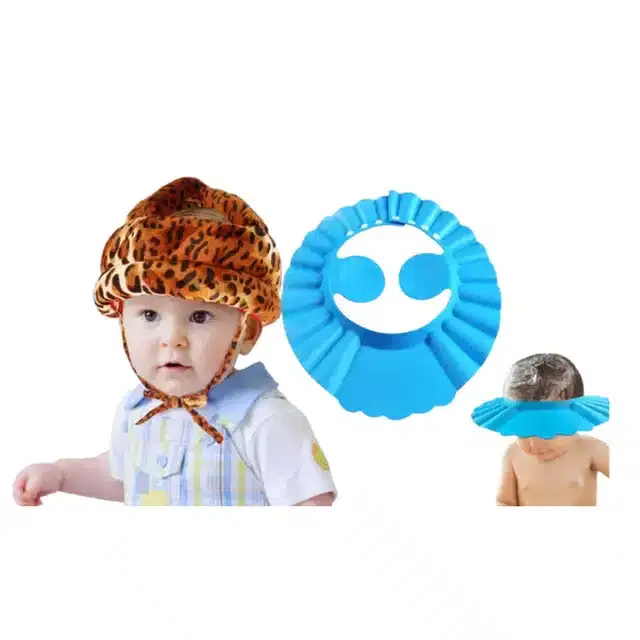 Safety Helmet with Soft Adjustable Bath Cap for Kids, Pack of 2 (Multicolor)