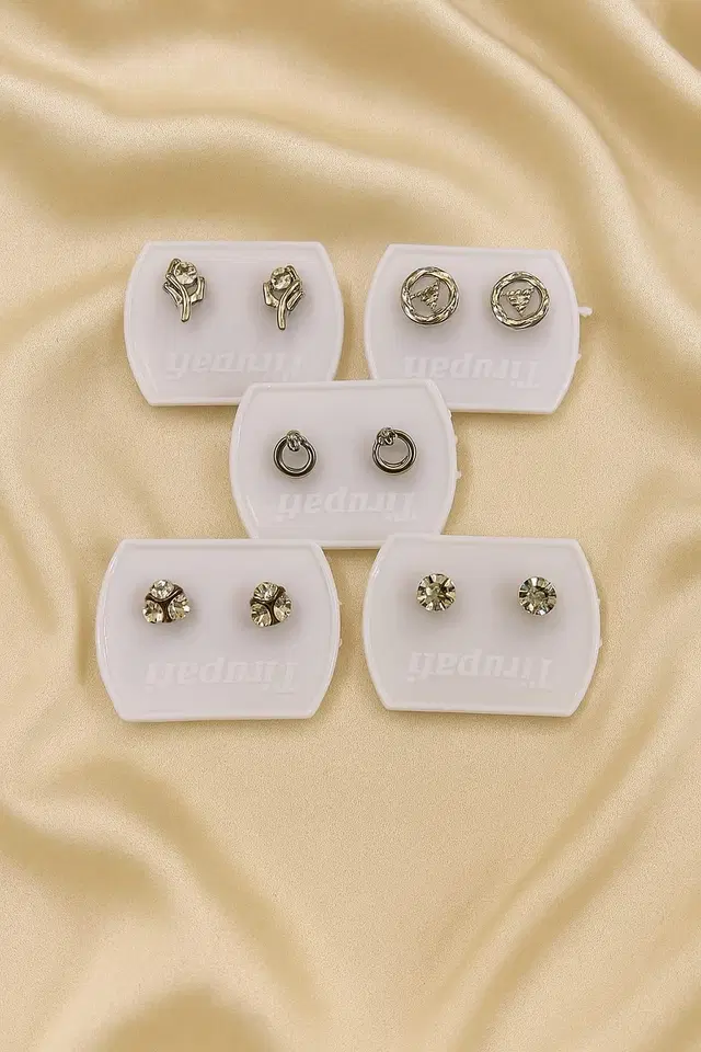 Trendy Stud Earrings Combo Pack of 5 Pairs for Women & Girls, Pack of 5, Pack of 5, Pack of 5