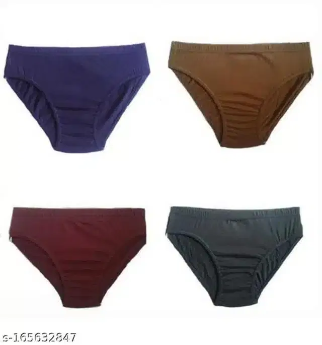 Cotton Blend Briefs for Women (Multicolor, L)