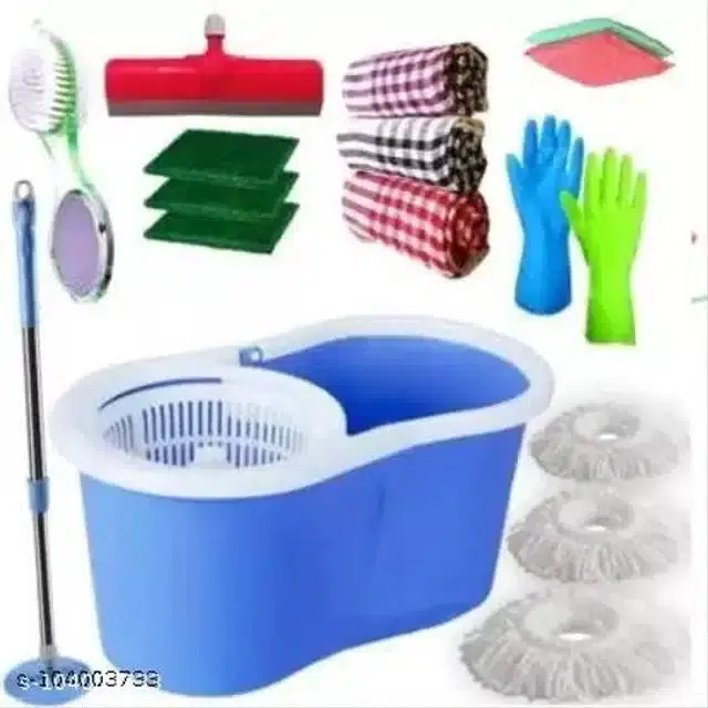 Spin Bucket Mop with Accessories, Assorted, Set of 7