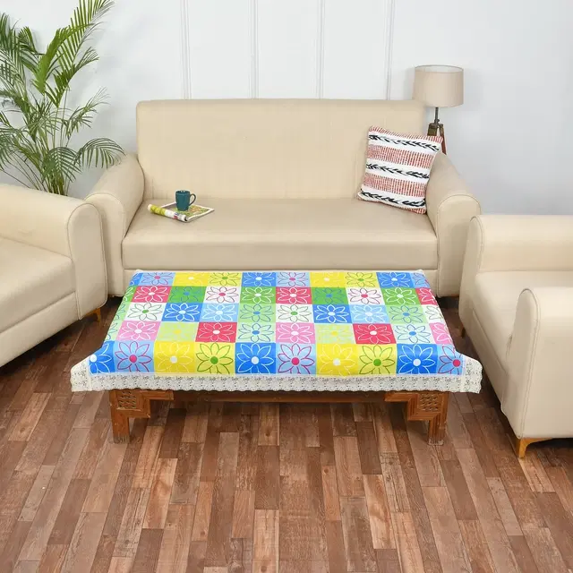 Jute Printed Table Cloth, Multicolor, 40x60 inches