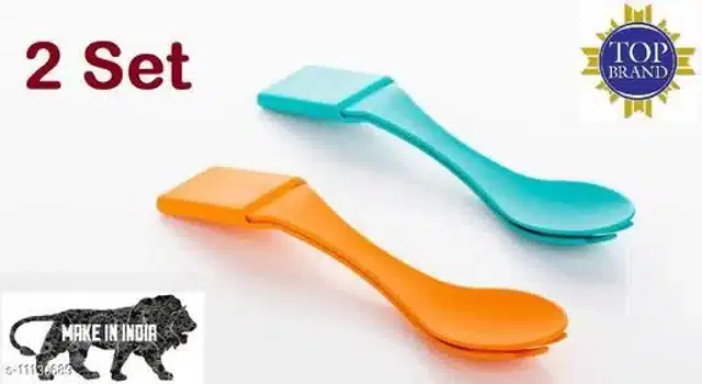 Plastic Spoon & Fork Set for Baby, Assorted, Set of 2