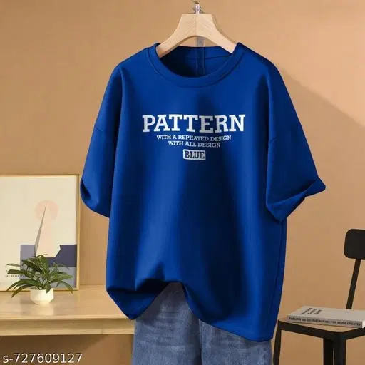 Cotton Printed T-shirt for Women, Blue (XXS)