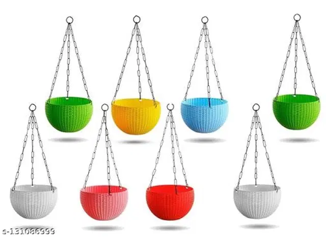 Plastic Hanging Planter, Multicolor, Pack of 8