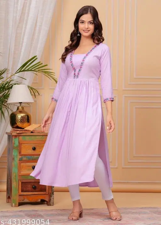 Rayon Kurti for Women, Lavendar (XS)