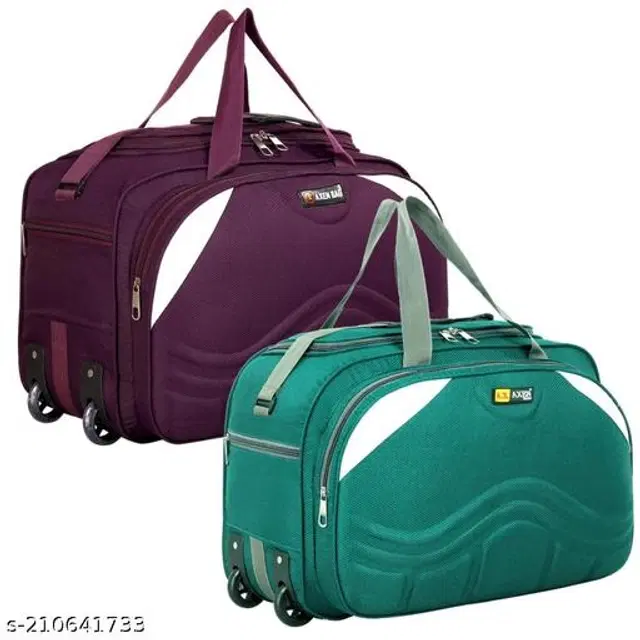 Polyester Duffel Bags, Purple & Green, Pack of 2