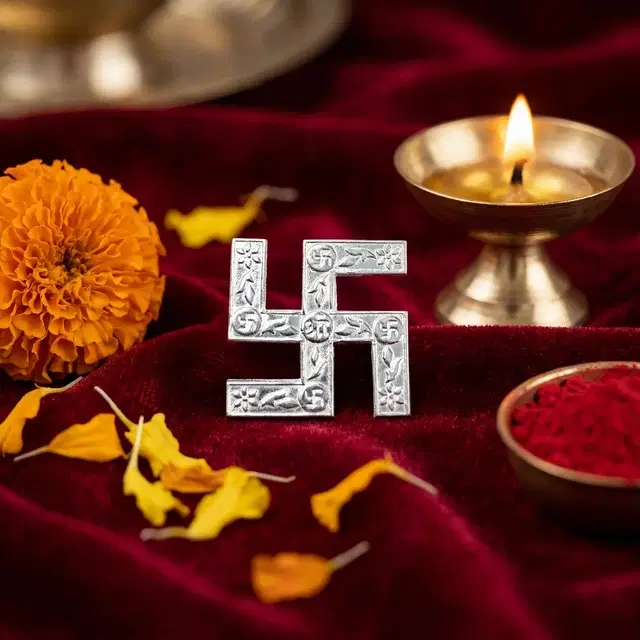 Unniyarcha 925 Sterling Silver Swastik Symbol for Puja