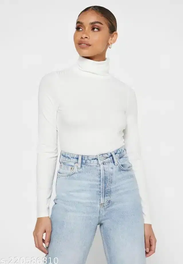 High Neck Sweater for Unisex (White, L)
