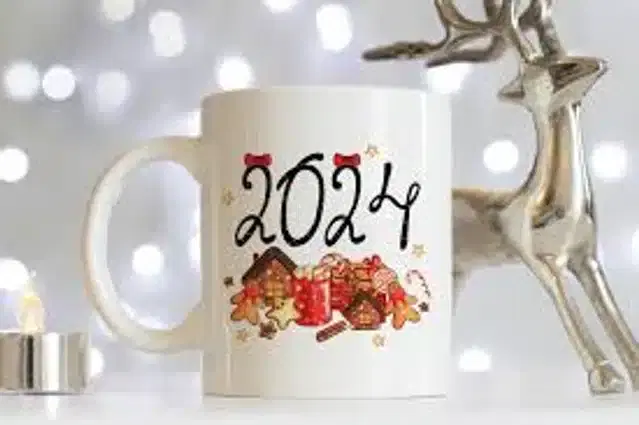 Ceremic Printed Coffee Mug, White, 350 ml