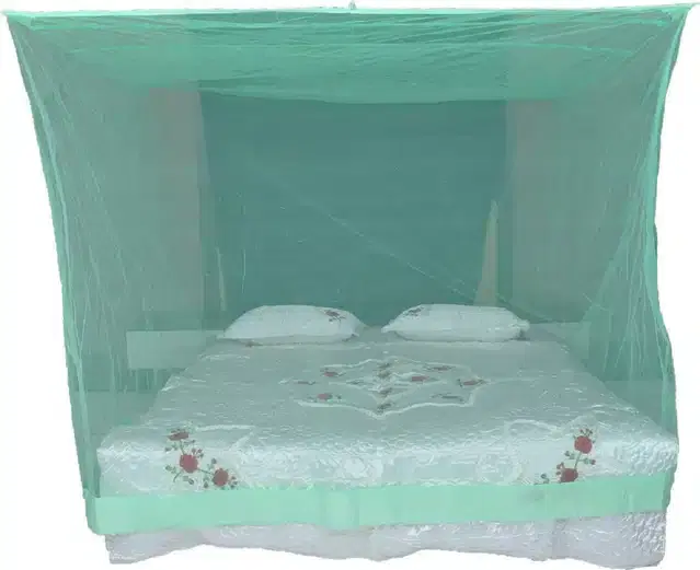 Polyester Double Bed Mosquito Net, Green, 6x6 feet