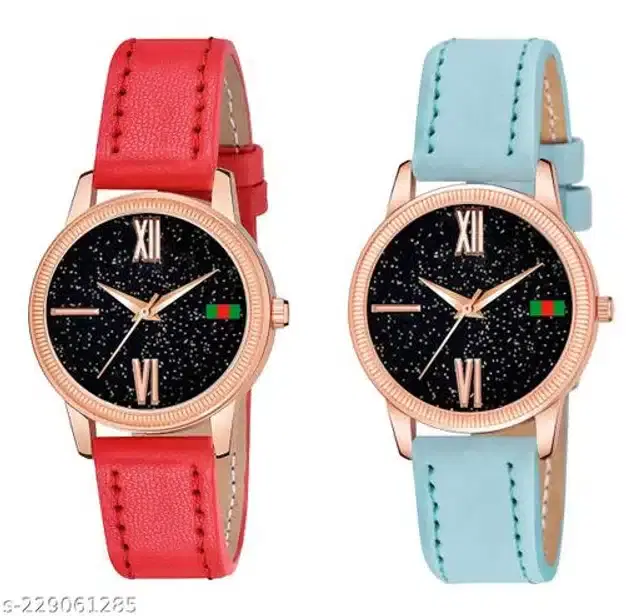 Analog Watch for Women, Pack of 2 (Multicolor)
