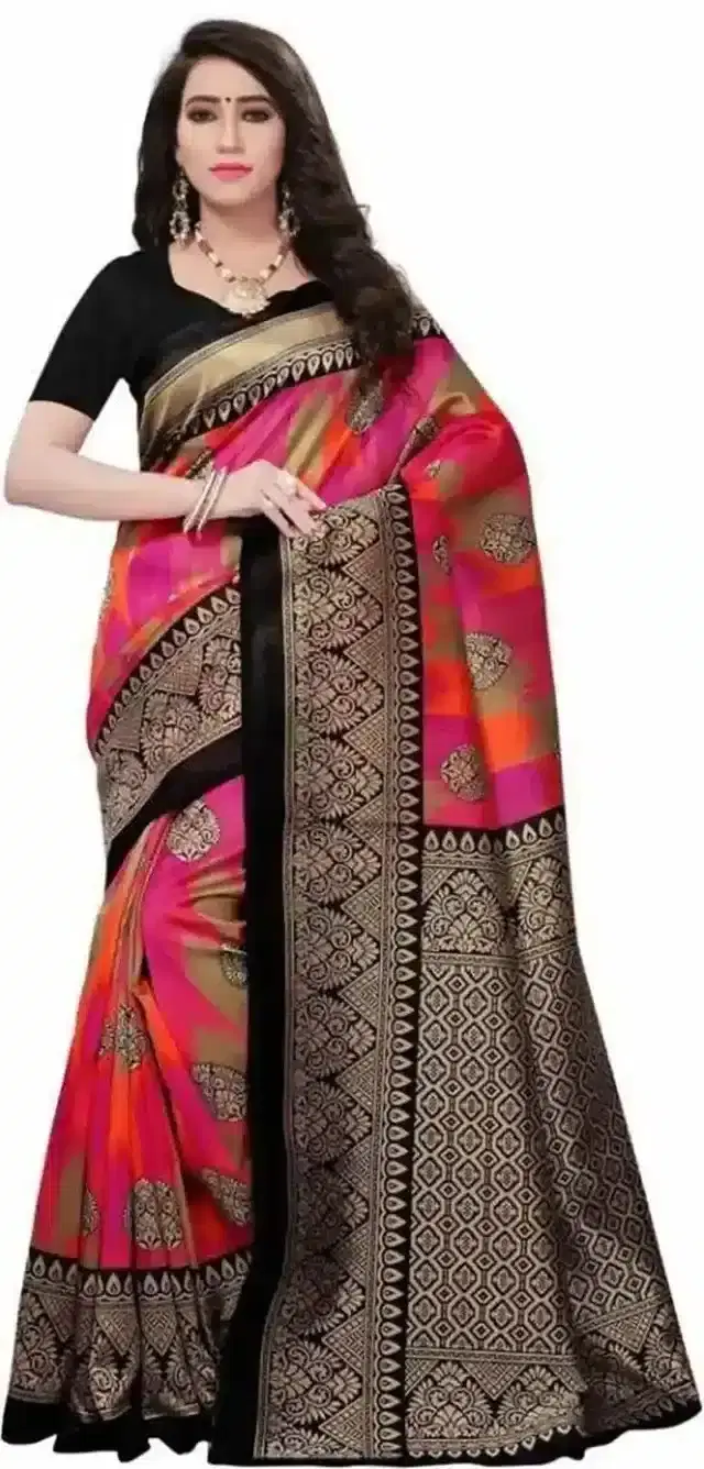Sharda Creation Mysore Silk Printed Sarees (Red) (amaz_131)