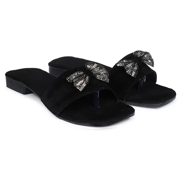Zakozee Velvet Flats for Women, Black (4)