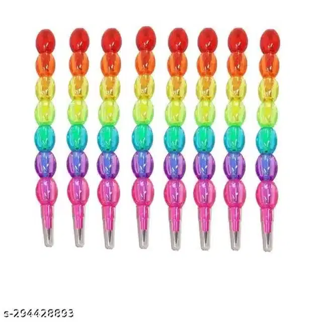 Plastic Moti Pencil, Multicolor, Pack of 8
